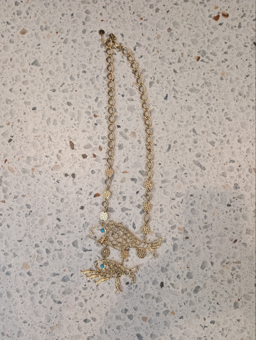 Lilly Pulitzer Gold Fish Necklace with Turquoise Accent